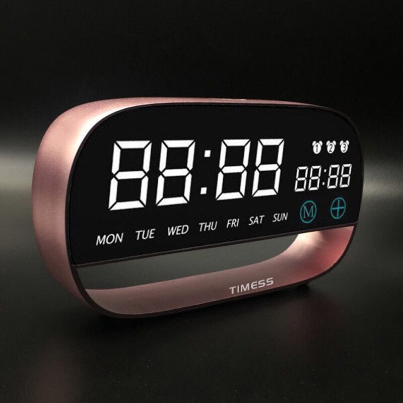 TIMESS Alarm Clock Digital Electronic Clock Touch Sensing With Backlight Snooze Function LED Clock: pink