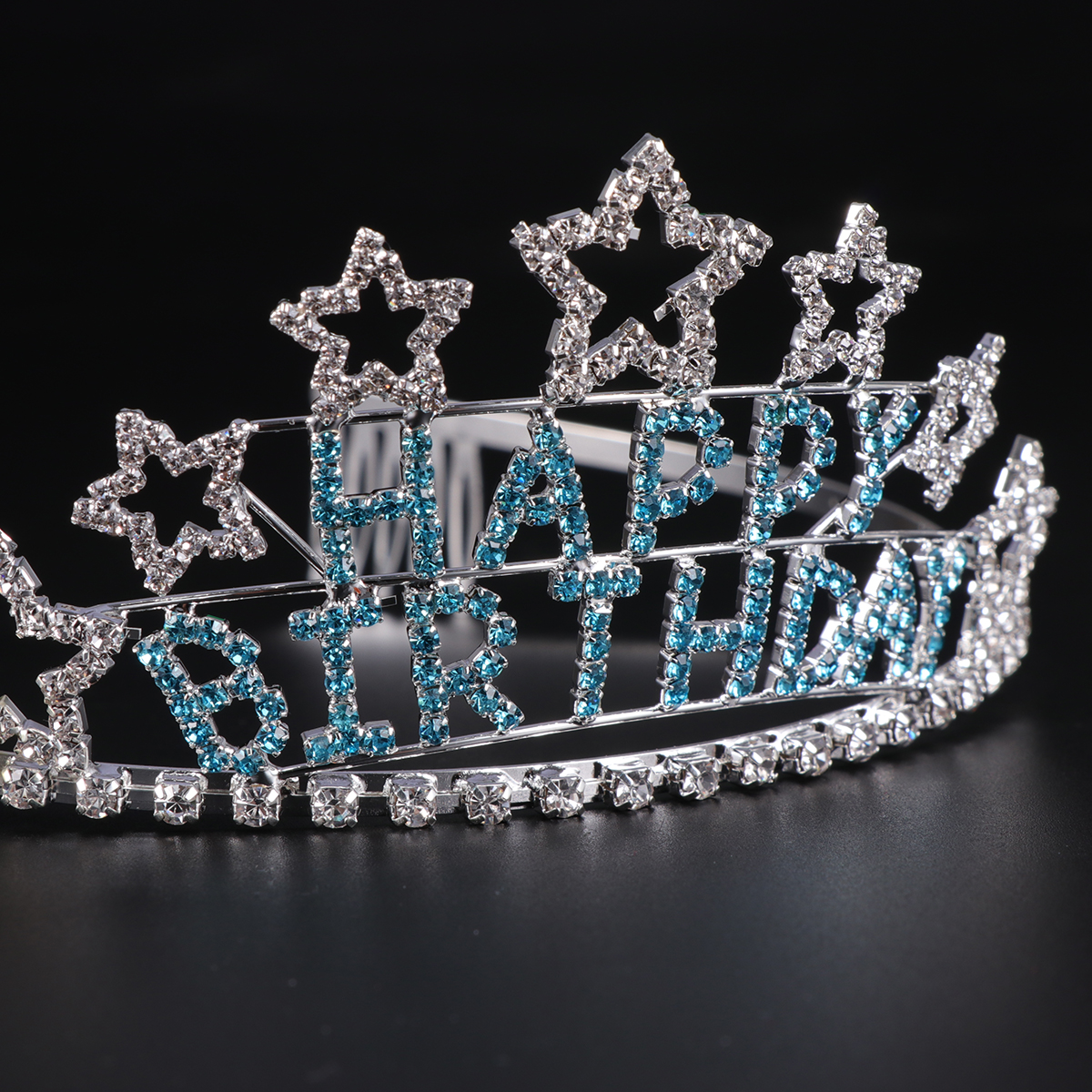 Kid's Charming Rhinestone Heart Tiara Crown Headband for Girls (White Rhinestones)