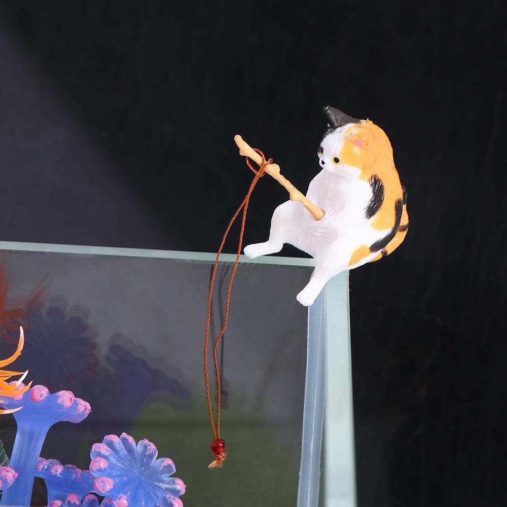 Easy Use Micro-landscape Aquarium Tanks Decor Kitten Fishing Ornament Miniature Figurines Fish Tank Ornaments Cat Statue