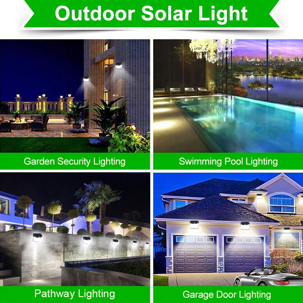 Leclstar Solar LED Light Outdoor Wall Lamps With Sensor Waterproof Sunlight Powered 3 Modes Spotlight Terrace Patio Garden Decor