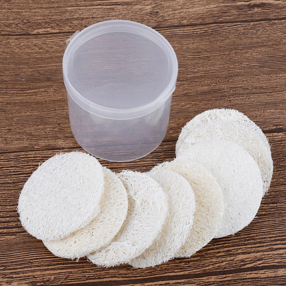 LIMPIADOR EXFOLIANTE Facial de fibra vegetal Luffa Natural de 10 Uds. Esponja removedora de maquillaje almohadillas faciales cepillo de limpieza almohadillas Loofah