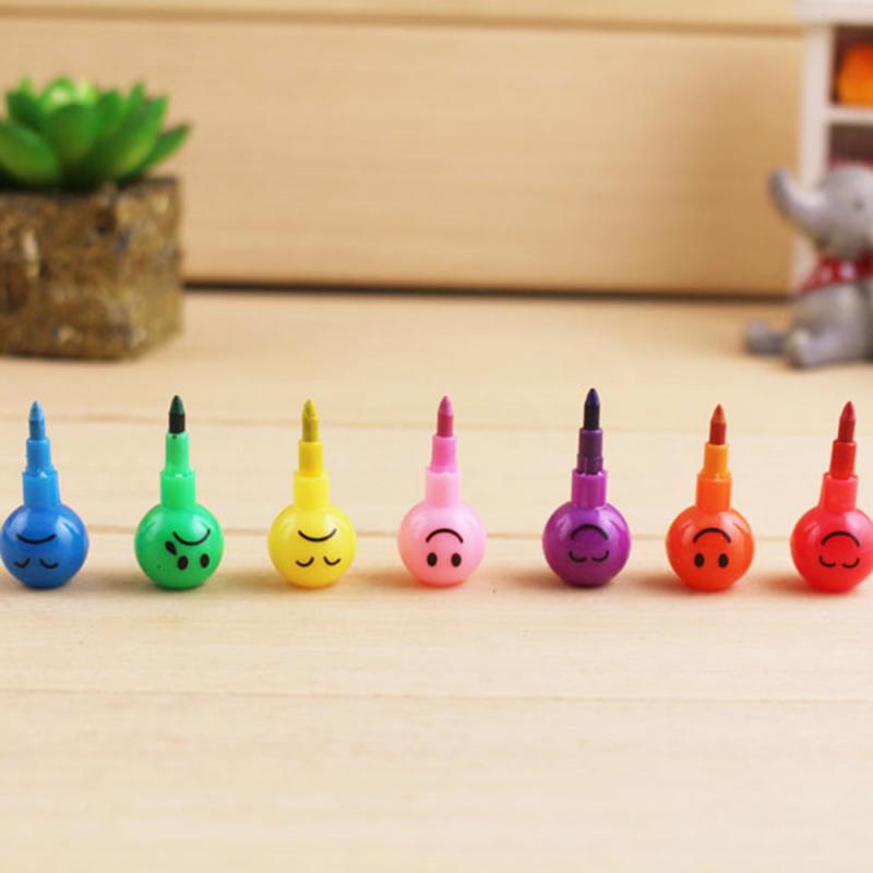 7 kleuren snoep haws kleurpotloden smiley gezicht tekenen kinderen student kunstbenodigdheden kawaii school schilderen speelgoed baby onderwijspen