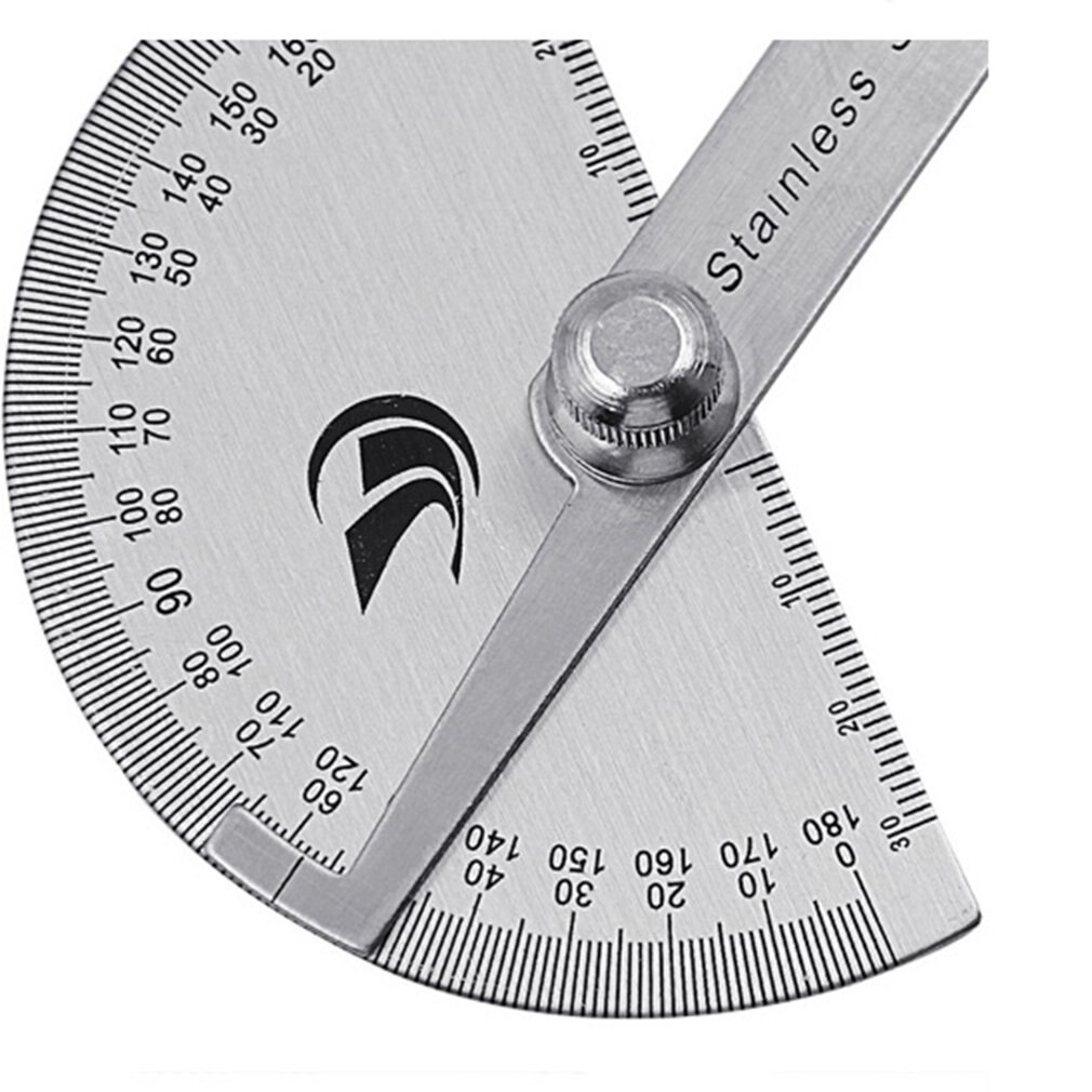 14.5cm 180Degree Adjustable Protractor Stainless Steel Arm Rotary Multifunction Roundhead Angle Ruler Woodworking Measuring Tool