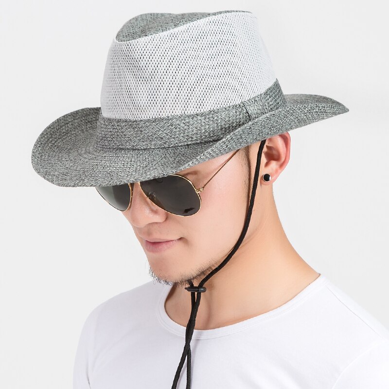 Udendørs solhat til mænd bred skygge mænd & #39 sommer fritid stråhat åndbar parasol hat herre & #39 sommer raffia solhat b -8283
