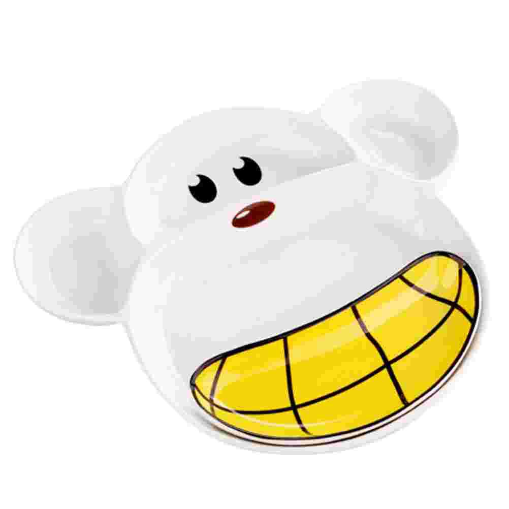 1 Set of Divided Food Plate Ceramic Separated Plate Multi-grids Food Tray: Yellow