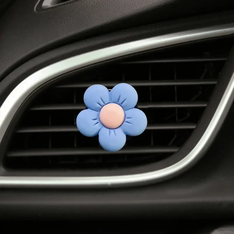 Clip de Perfume para coche con flor bonita, adornos de ventilación para aire acondicionado y aromaterapia, suministros de decoración Interior para coche, aroma para coche: Azul