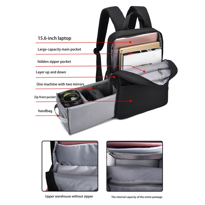 Caden Camera Backpack Outdoor Waterproof Large-Capacity Camera Three-Lens For Photographers Bag