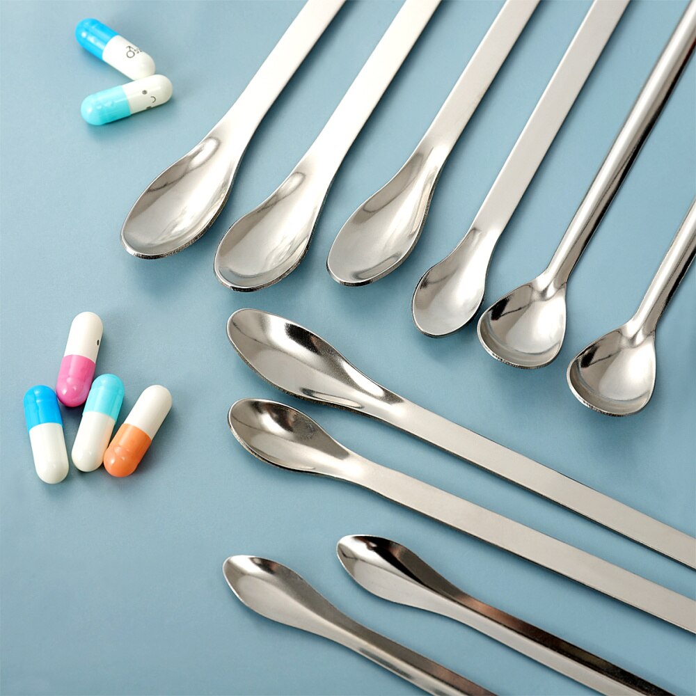 UKCOCO 12PCS Stainless Steel Spoon Spatula/Laboratory Sampling Spoon Mixing Spatula Micro Spatula Scoop