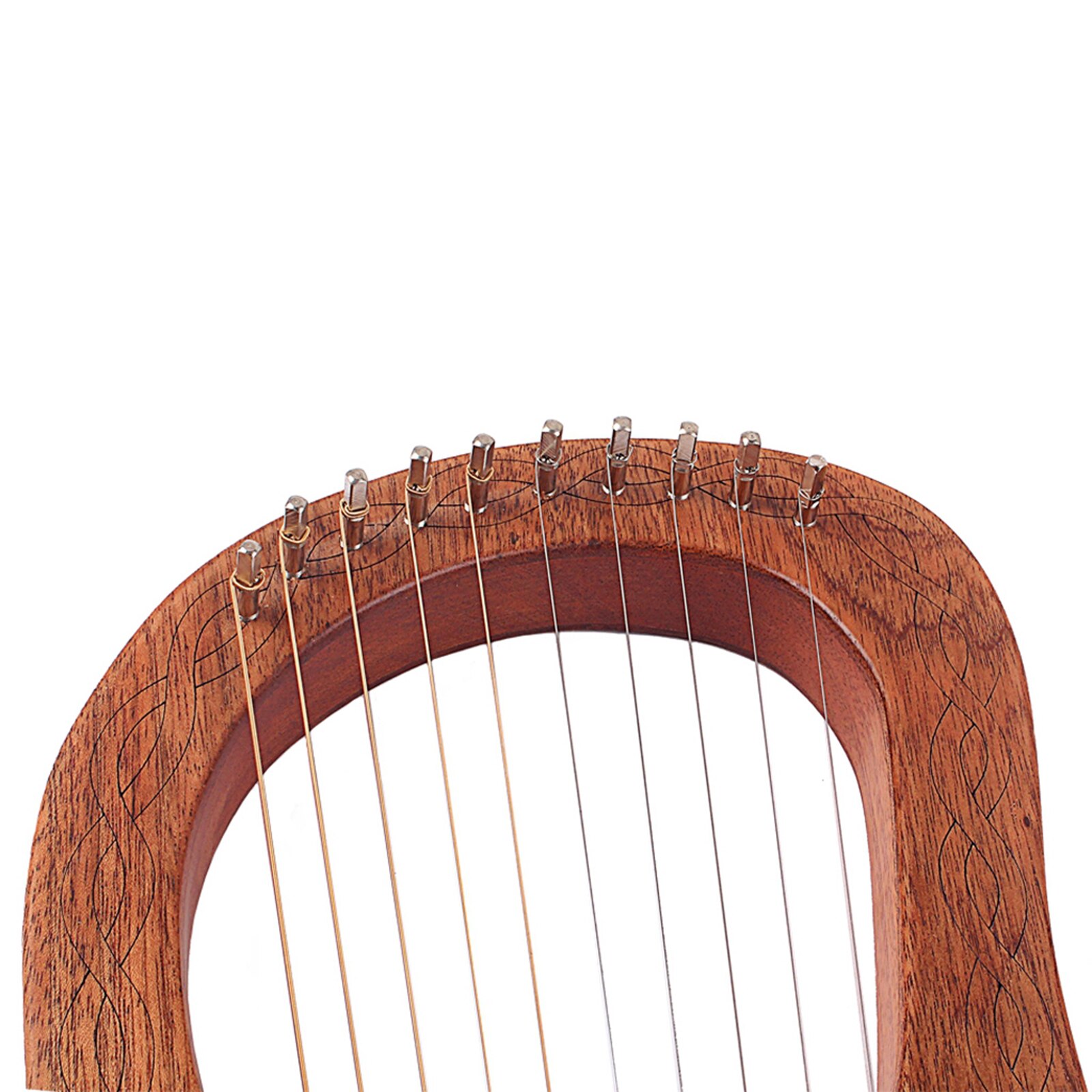 Lier Harp, 10 Staal String Solidwood Okoume Lier Harp, Met Tuning Moersleutel,