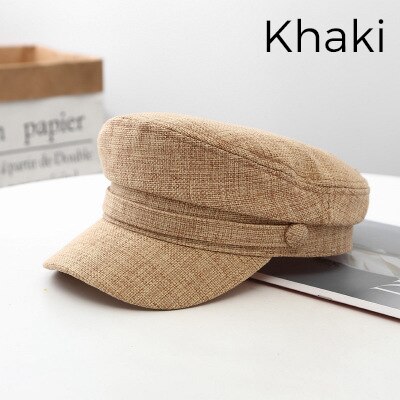 Boina roja para mujer, sombrero de Sol de Red, boina roja, gorro de marinero, sombreros Retro octogonales informales a la , gorra con visera, primavera y verano,: K36-Khaki