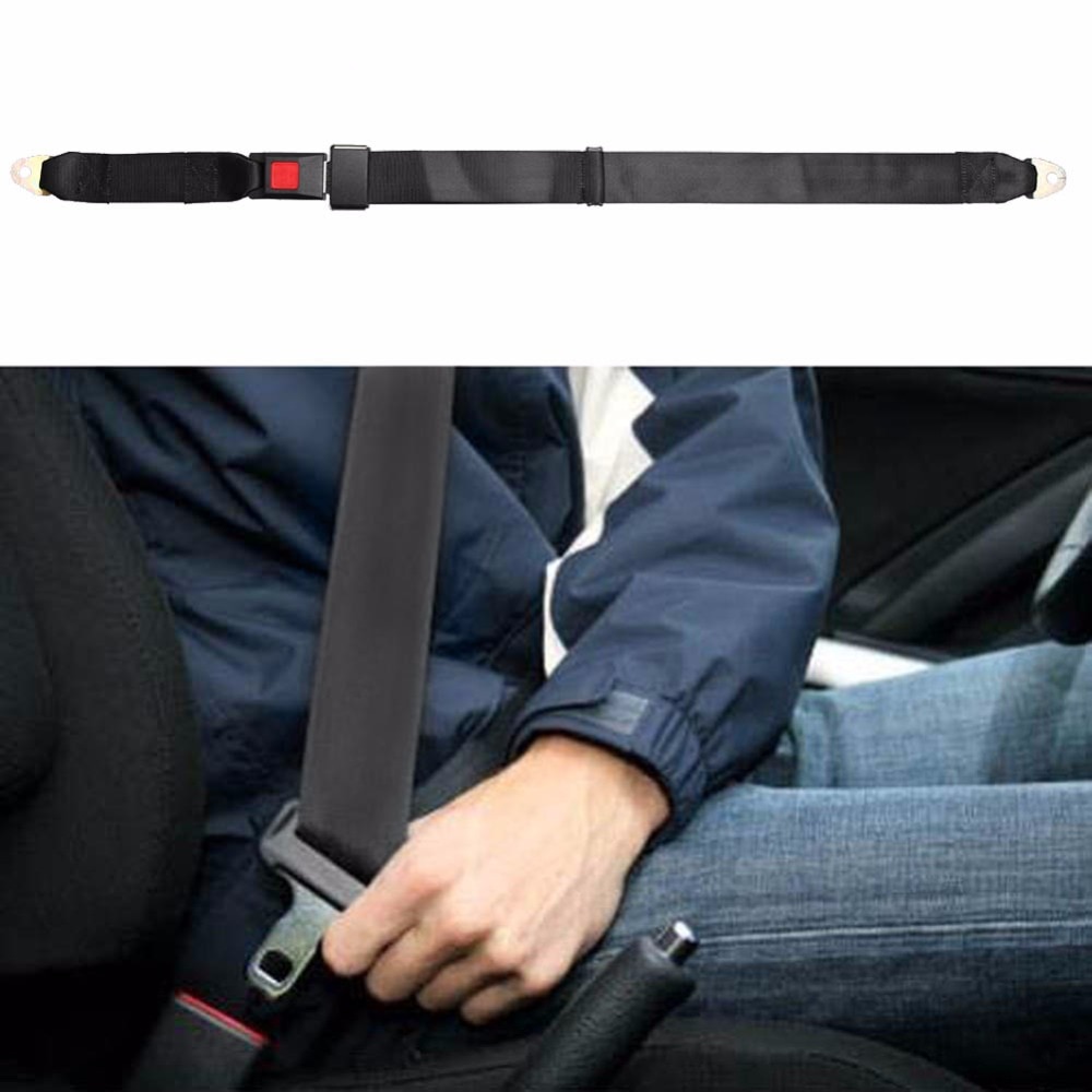 Universal 2 Point Seat Belt Adjustable Polyester Fabric Car Vehicle Truck Auto Lap Extension Extender Strap Safety Belts Black