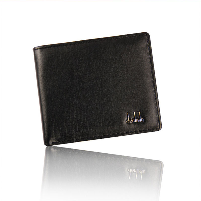 Mænd business bifold pung pu læder kredit id-kortholder etui solid pung lommer tasker håndtasker mænd tasker: Sort