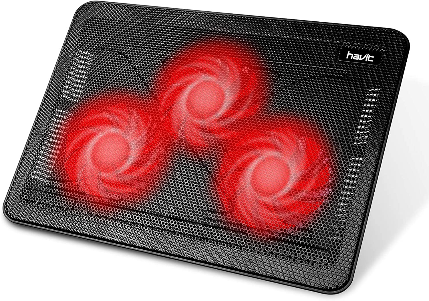 Laptop-kølepude, hv -f2056 15.6 " -17 " laptop-køler med 3 stille blæsere til 12-17 tommer bærbar computer, gaming-blæser, stabil stander, slank: Grøn