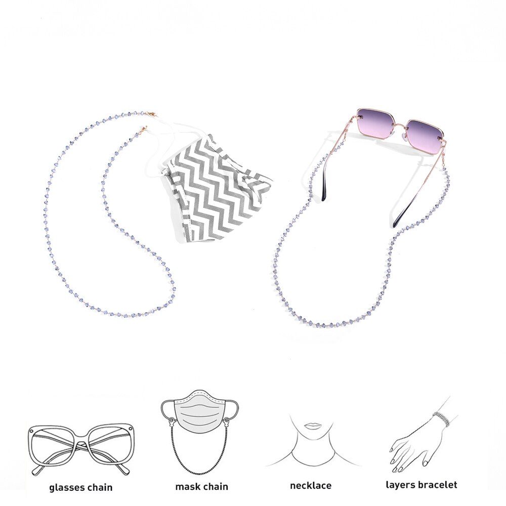 Zonnebril Masker Kettingen Voor Vrouwen Charm Crystal Kralen Lanyard Gemaskerde Brillen Kettingen Mode-sieraden Accessoires