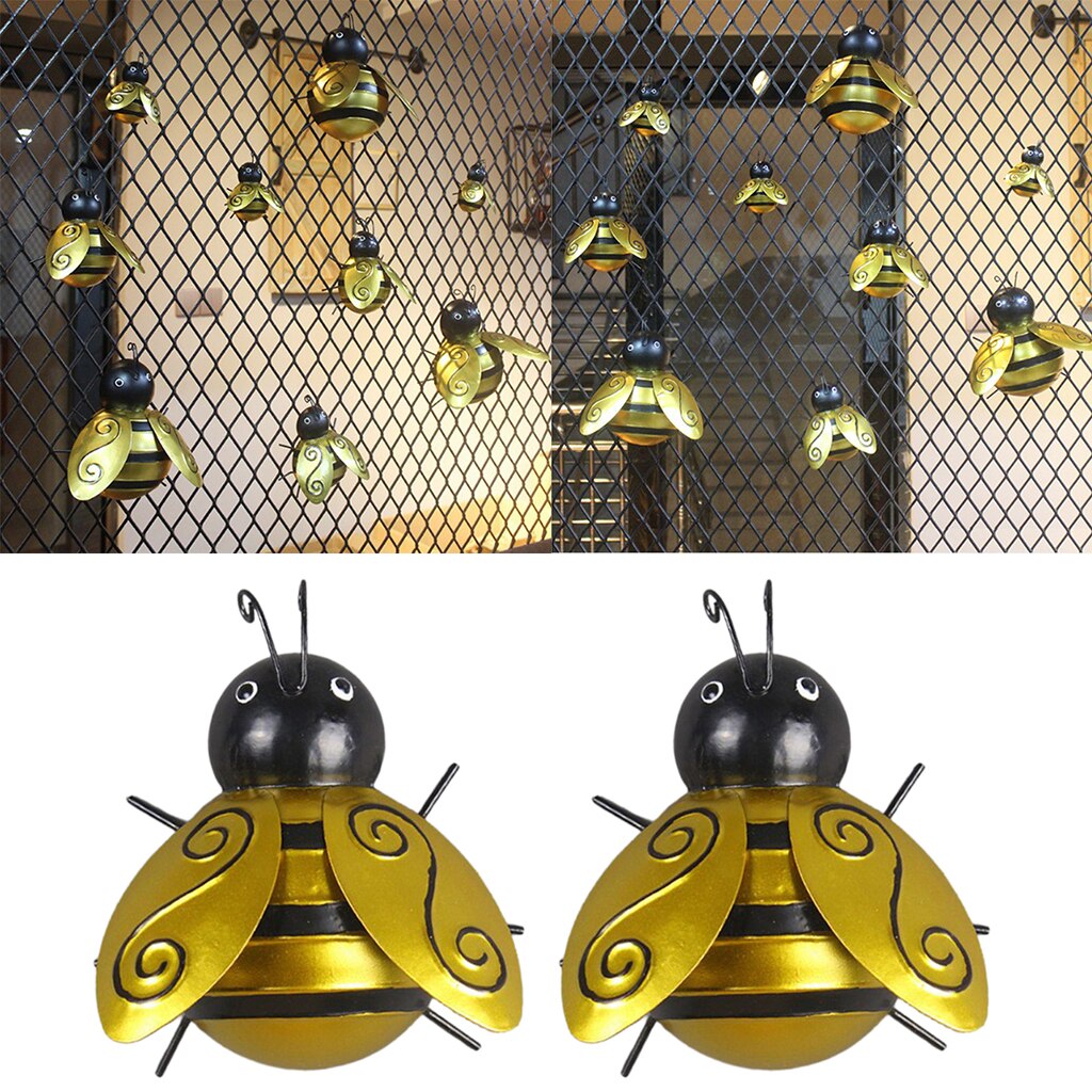 2 stk metal kunst bee væg kunst ornamenter sommer haven indretning insekter skulpturer