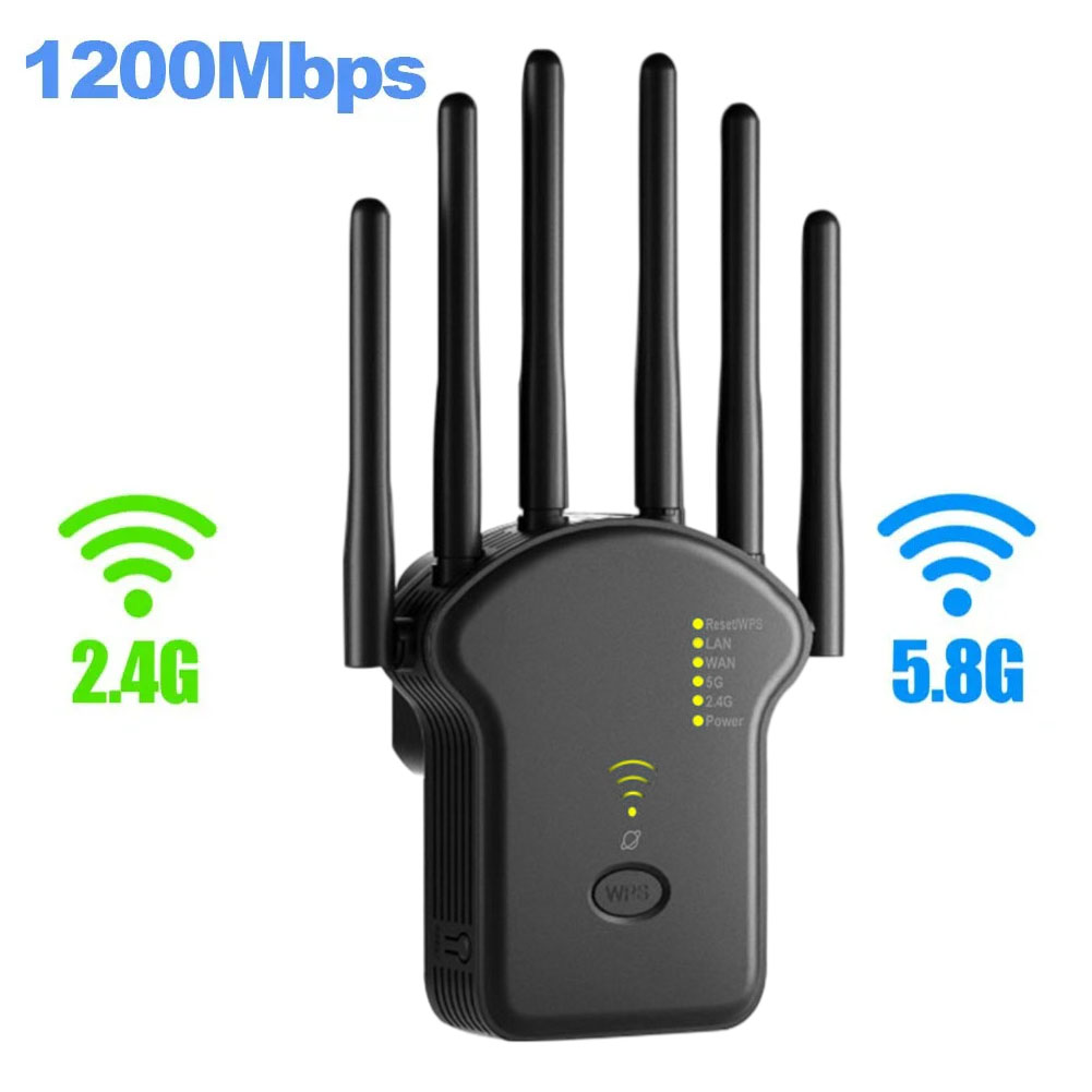 1200 Mb/s 5GHz wzmacniacz sygnału WiFi bezprzewodowe wzmacniacz sygnału WiFi dwuzakresowe 2.4G 5G wzmacniacz sygnału wi-fi 6 antena wzmacniacz sieci Router WPS: Złota / wtyczka UE