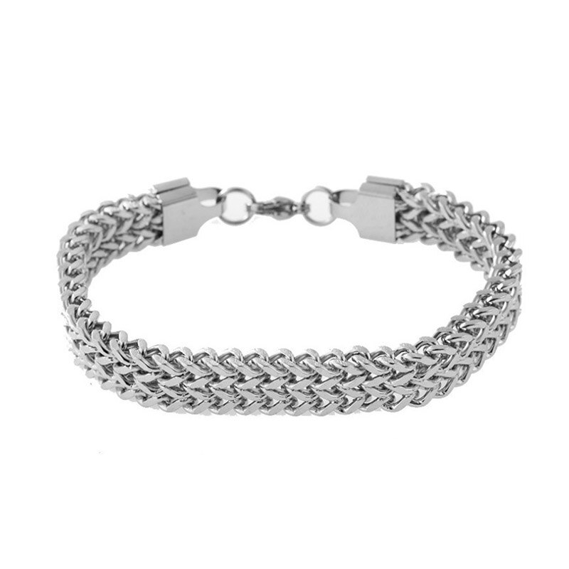 Hip Pop Bracelet Cuba Chain For Men Jewelry Hand Chain Rock And Roll Accessories Custon Named: double-silver-8inch