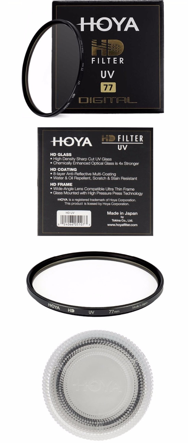 49mm 52mm 55mm 58mm 62mm 67mm 72mm 77mm 82mm Hoya HD UV Filtro de protección de la Cámara de vidrio de 8 capas multicapa