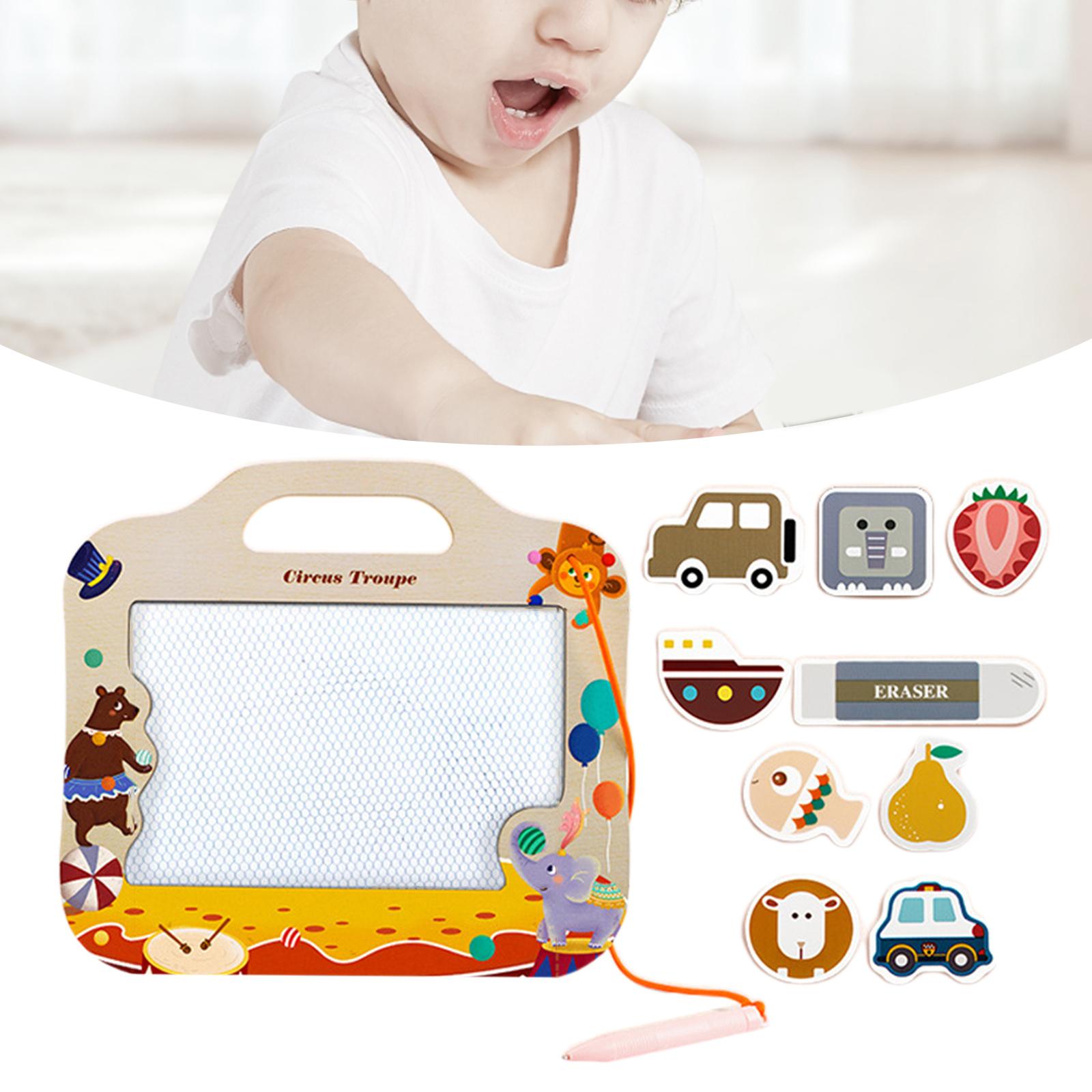 Reusable Magnetic Drawing Board with Stamps Erasable for Preschool Car: circus