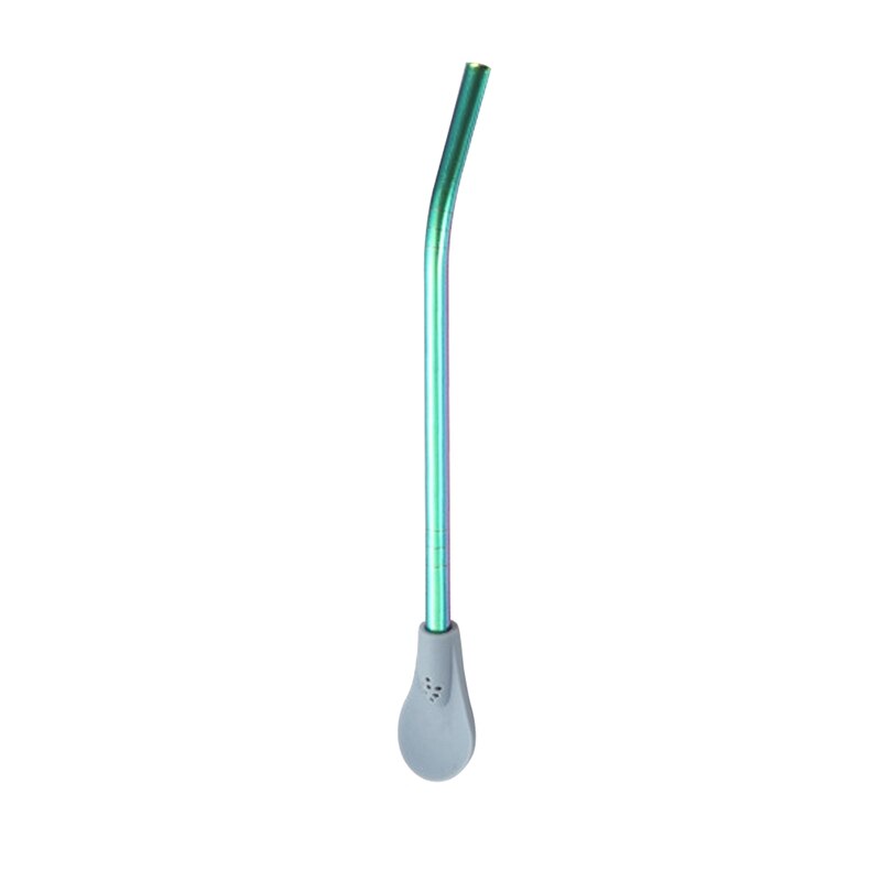 Pajita de acero inoxidable para beber agua y zumo, cuchara reutilizable con filtro para té, accesorios para el hogar y la cocina, 1 unidad: E