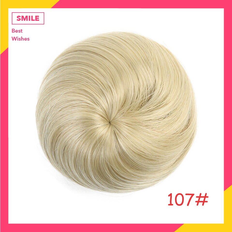HUAYA Synthetic Straight Bun Hair Chignon Donut Roller Elastic Drawstring Hair Extensions Bun Heat Resistant Fiber Hairpieces: 107