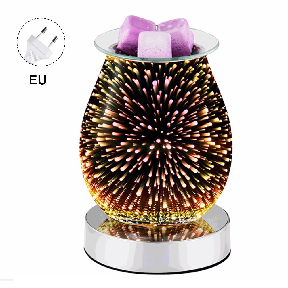 Essential Oil Diffuser Electric Candle Warmer Glass Tart Burner 3D Effect Night Light Wax Melt Warmer For Home Office Bedroom: EU