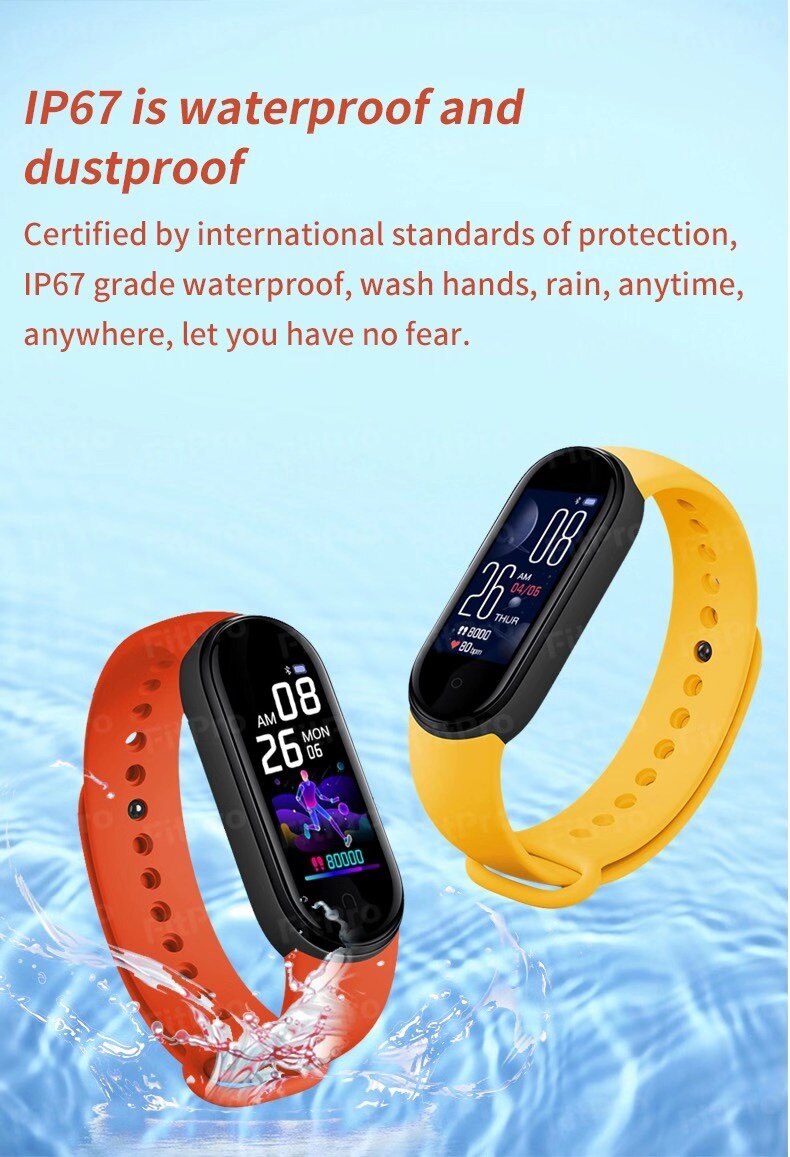 Fitness Tracker Hartslagmeter Waterdicht Wearable Apparaten Stappentellers M5 Smart Armband Polsbandjes Bluetooth Sport