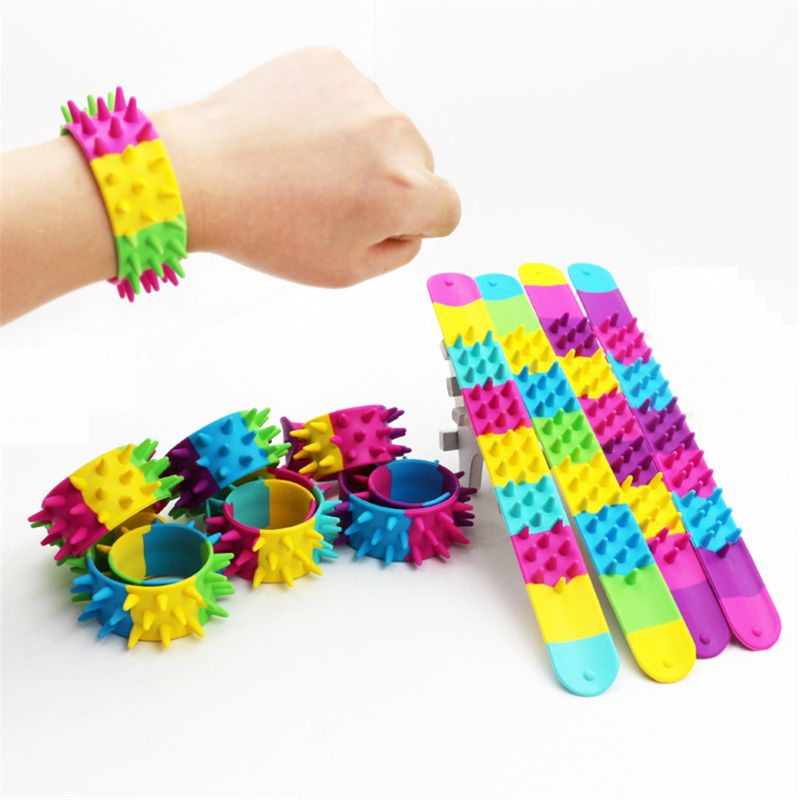 Pulsera de silicona con pinchos para niños, brazalete sensorial clásico para autismo, oficina, escuela, Slap