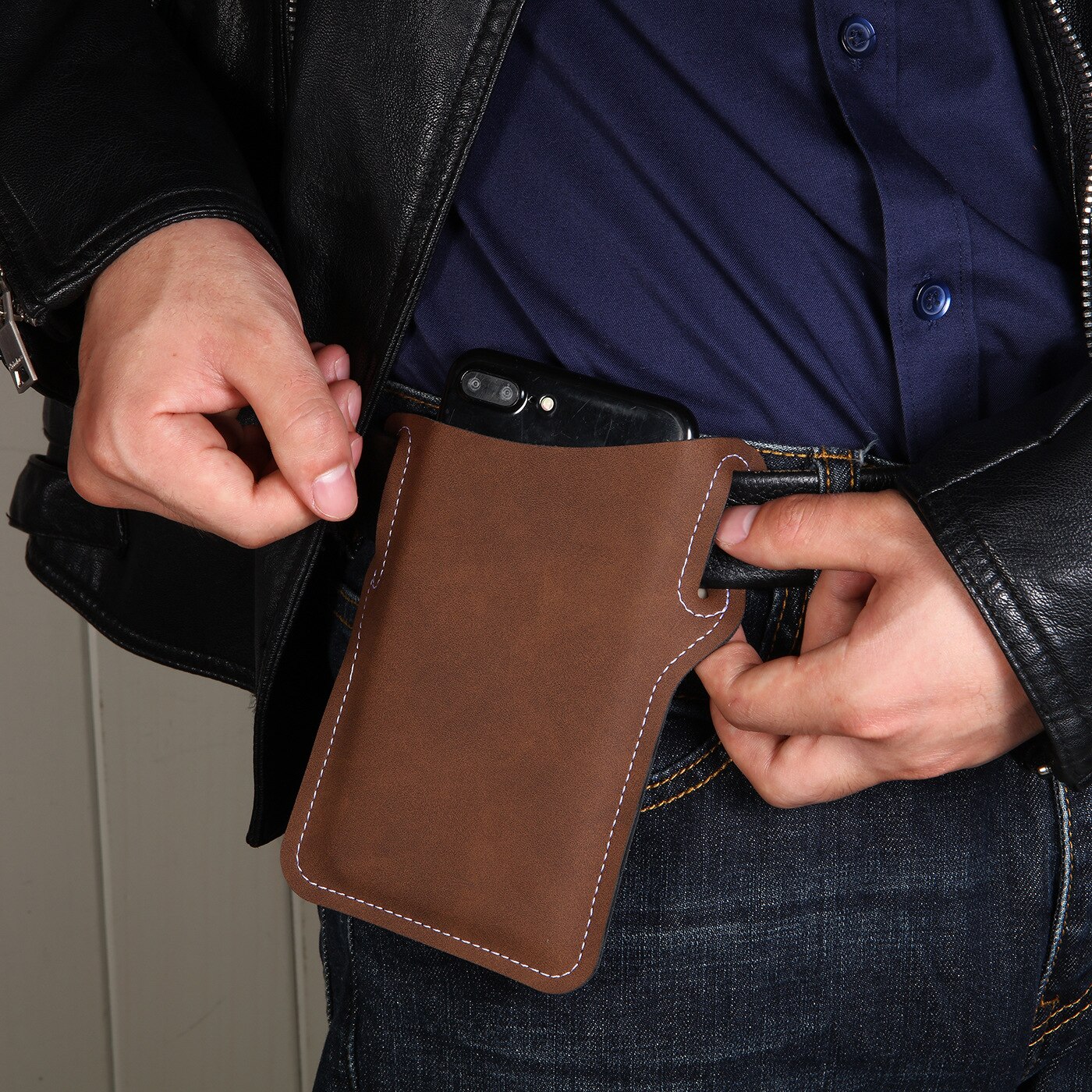 Bolsa de cintura de couro para homens e mulheres, pequena bolsa de cintura para celular masculina saco para homens 2020