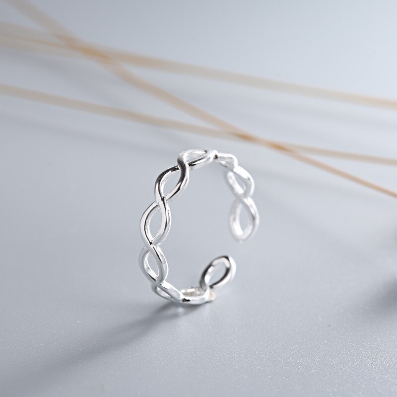 Inzatt klassieke echte 925 sterling zilveren ring met golvende wikkeling voor dames, feest, fijne sieraden, anillos mujer