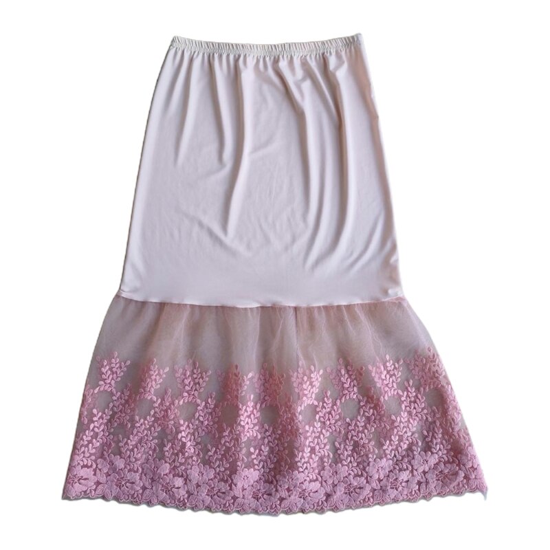 Spitze Halb Unterhose Röcke Verlängerung Elastische Taille A-Linie Aushöhlen Petticoat Unterrock
