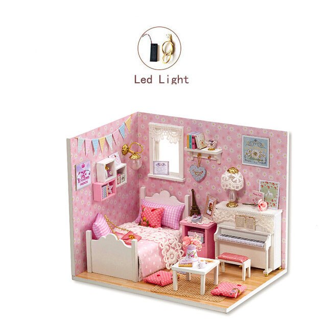 År jul dukkehus gør det selv miniature dukkehus legetøj møbler casadolls huse legetøj til børn fødselsdagsgaverz 007: 3015a