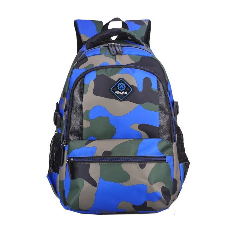 Green Camouflage School Backpack Nylon Casual Daypack Travel Outdoor Kids School Bags for Boys and Girls Birthday Presents: large blue