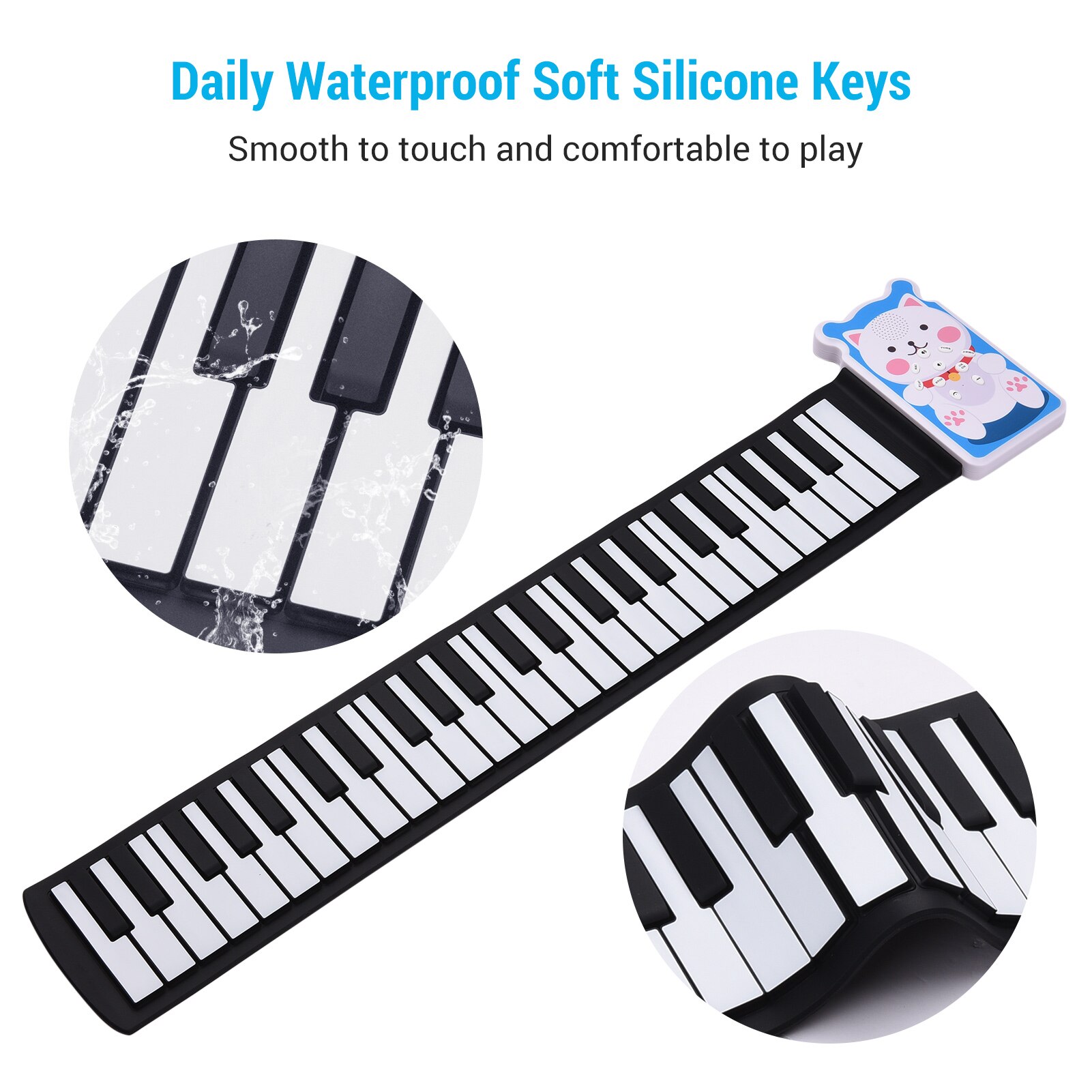 Piano électronique enroulable 49 touches 8 tons 6 démos fonction d'enregistrement haut-parleur intégré avec effet de Trill de soutien d'écho sortie 3.5mm