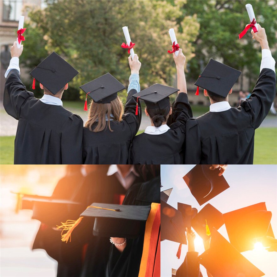Voksne børn universel justerbar bachelor hat gradueringshue med kvast justerbar fotografering hurtigt