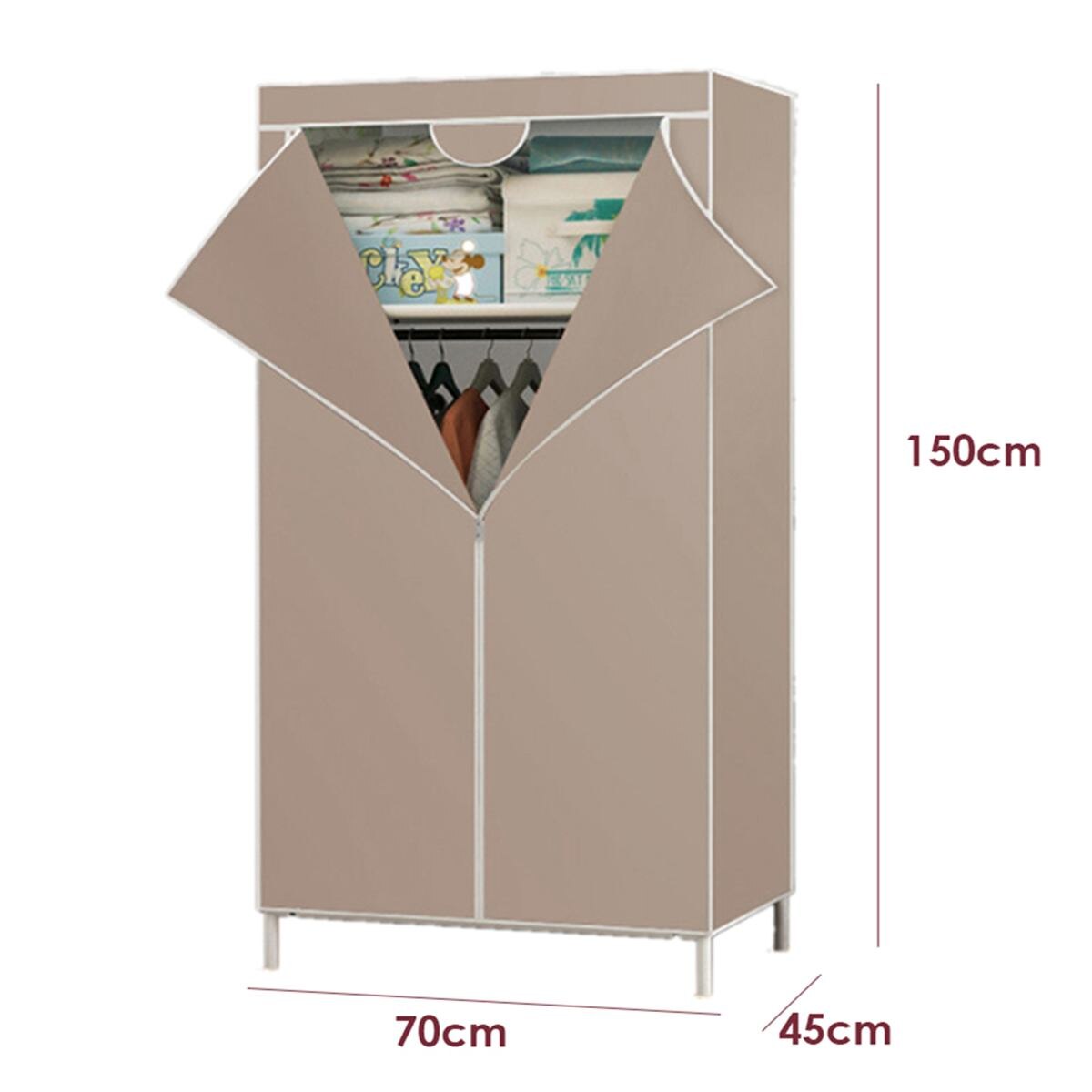 Non-woven tyg garderob stål individuell garderob tyg garderober hylla kläder hylla sovrum förvaring arrangör sovrumsmöbler
