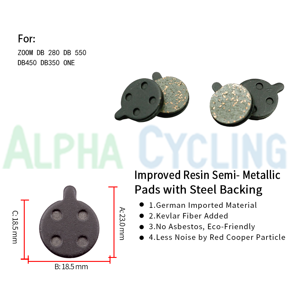 Bicycle Disc Brake Pads For ZOOM DB280 DB550 DB450 DB350 Disc Brake, 2 Pairs Ex Plus Class