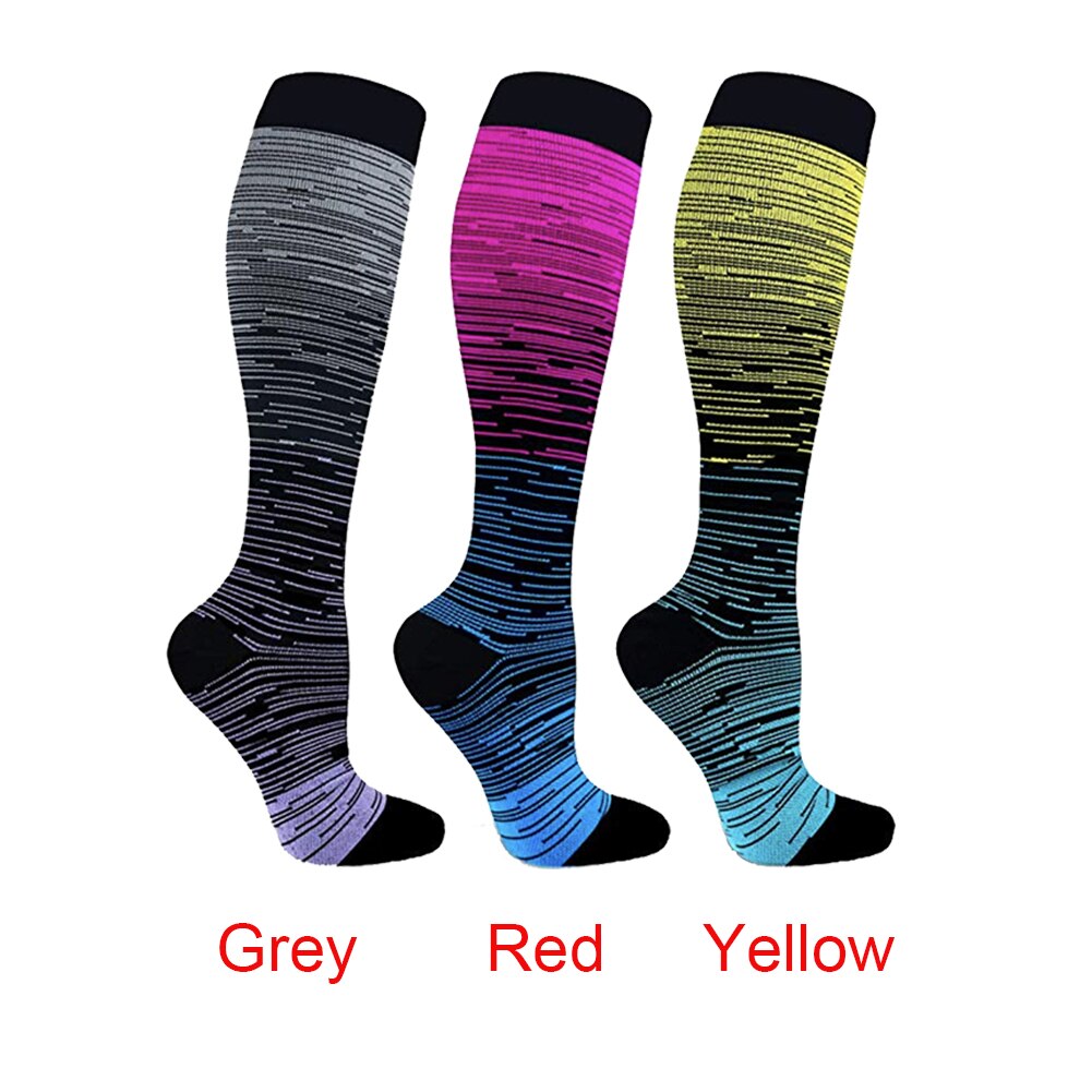 1 par voksen åndbare kompressionsstrømper nylon svedabsorberende løb sport vandring gradient farve elastiske unisex støttestrømper #n