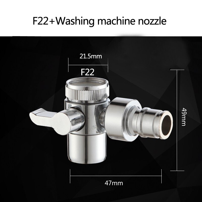 Förkromad koppar handfat kran luftare  f22 m24 g1/2 " avledningsadapter för toalett bidé spruta dusch tvättmaskin nippel: F22mm och munstycke