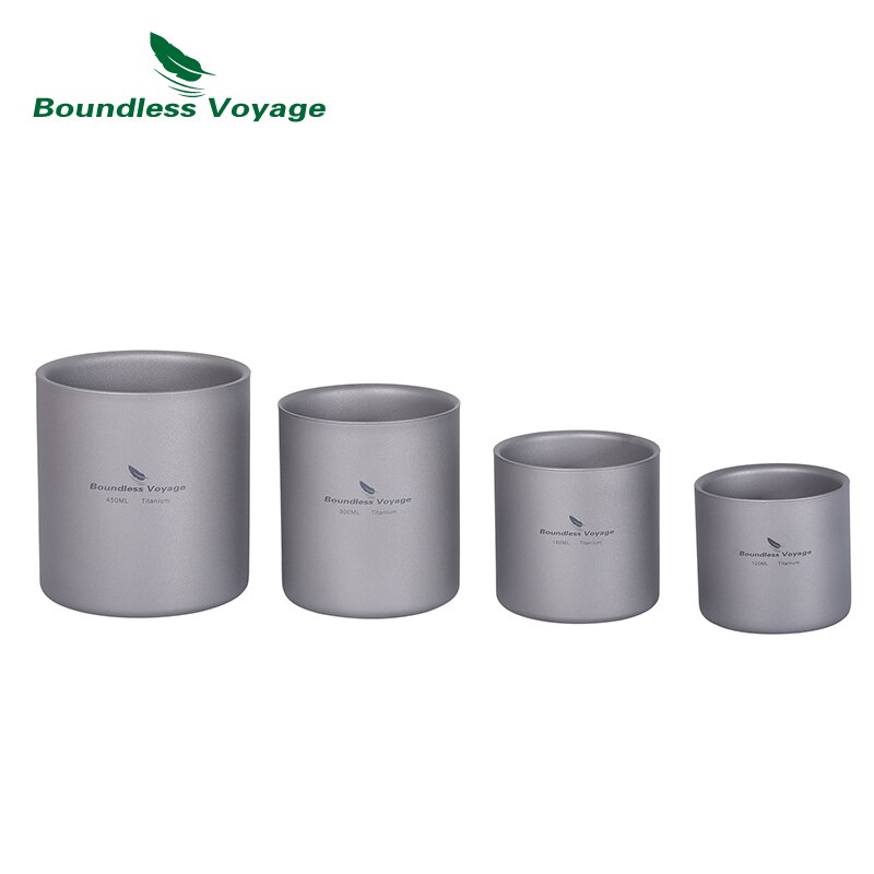 Grenzeloze Voyage Titanium Cup Camping Mok Outdoor 4 In 1 Dubbelwandige Opvouwbare Servies Lichtgewicht Koffie Thee Water Drinkware