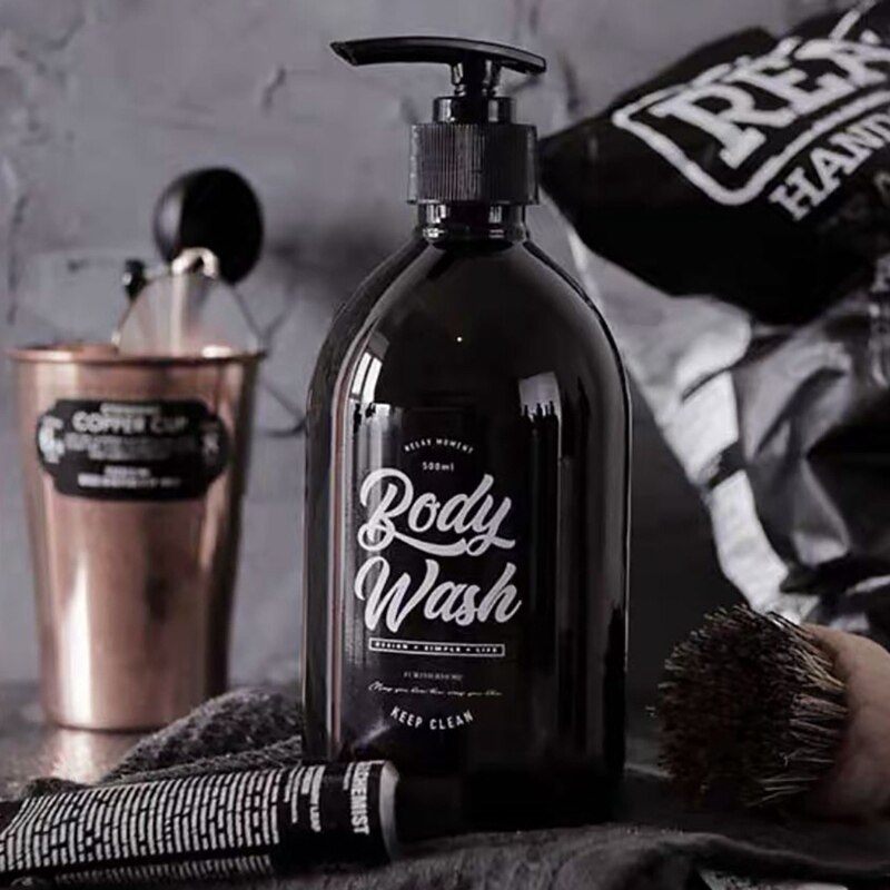500Ml Nordic Pet Zeep Fles Bruin Badkamer Douchegel Hervulbare Flessen Shampoo Wassen Conditioner Lotions Druk Dispenser