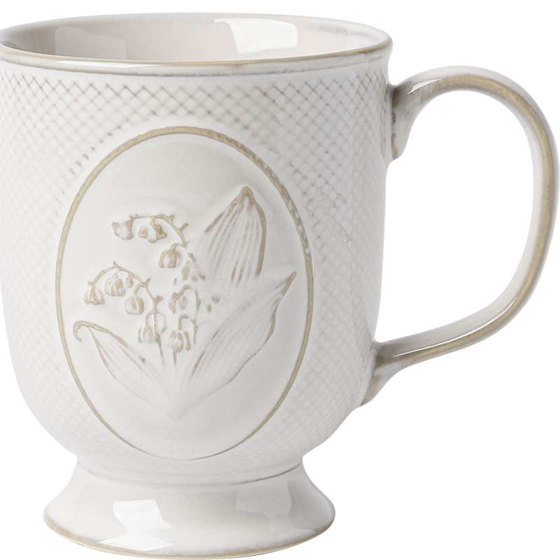 Retro Ceramic Plate Sets French Lily of The Valley Relief Dinner Set Plates and Dishes Western Restaurant Desktop Steak Dish