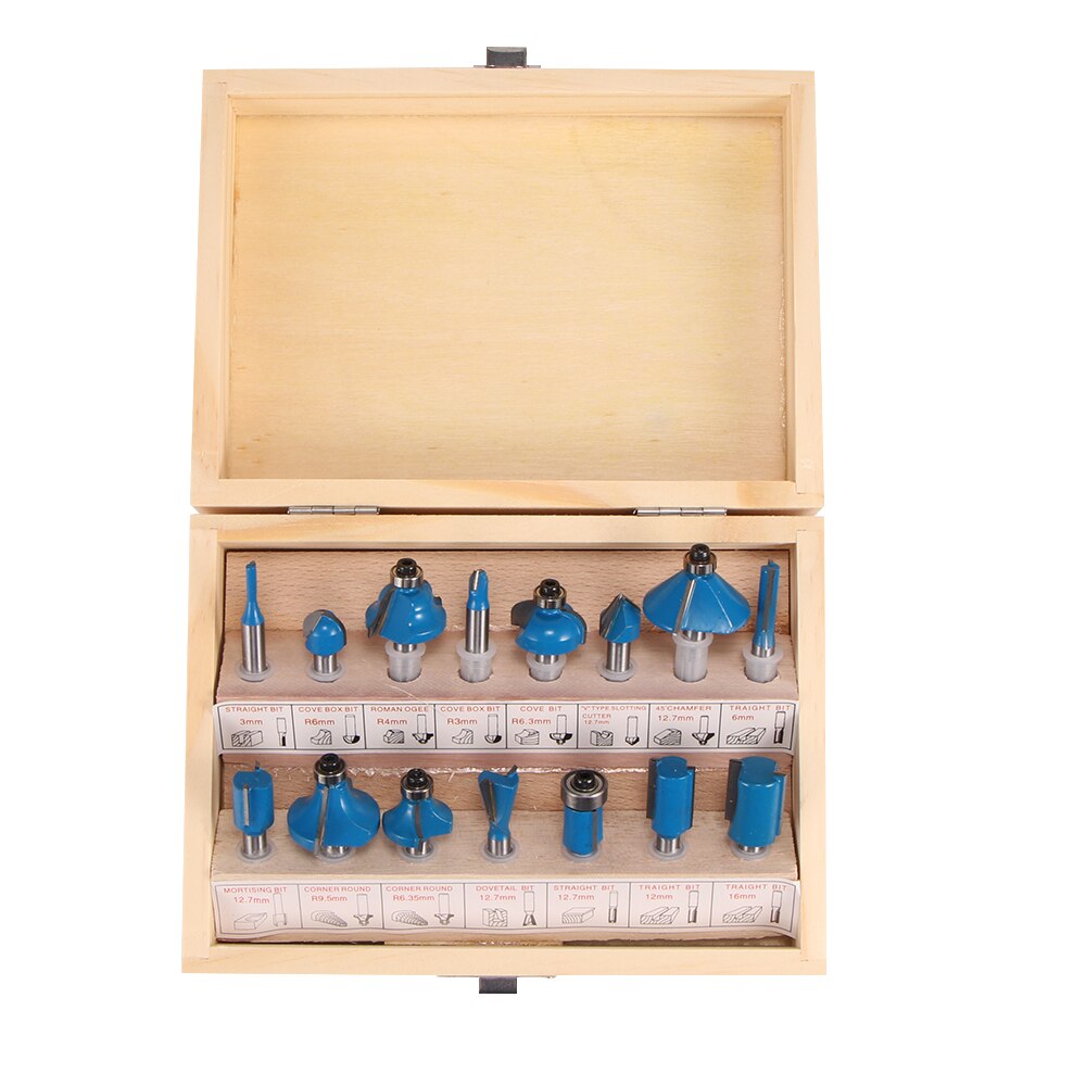 Juego de brocas para fresadora, cortador de madera de vástago de 1/4 pulgadas, fresa de vástago de carburo, herramientas de corte de grabado de recorte de madera, 15 Uds.