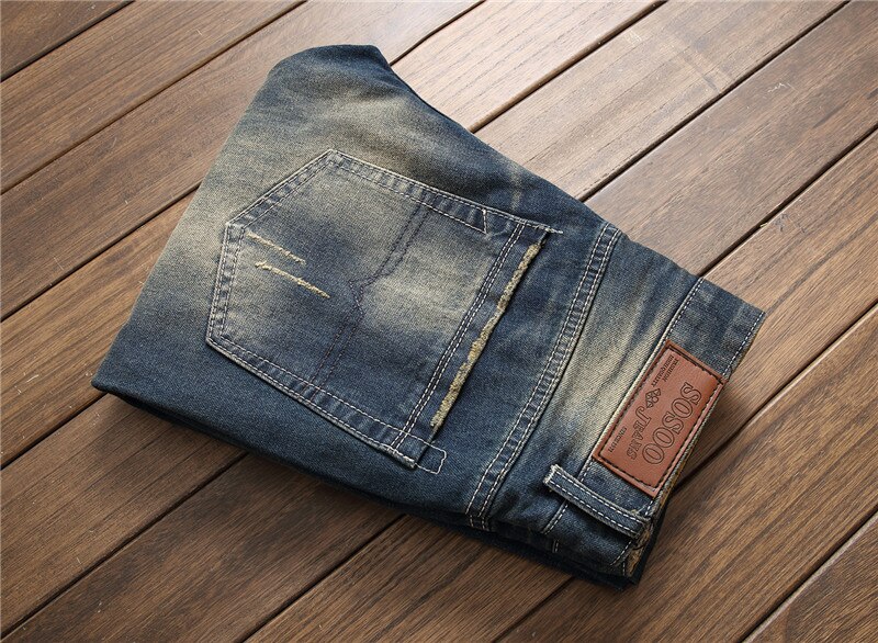 Pantalones vaqueros rasgados con bordado para hombre, Jeans de retazos con patrón de tigre para niños, Vaqueros rectos de cintura media con agujeros, ropa de calle