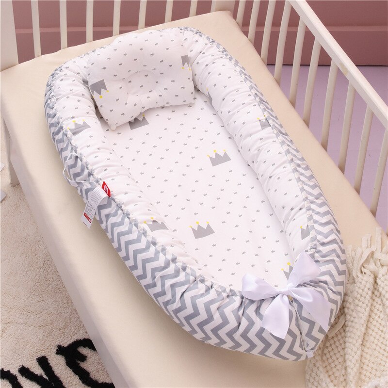 Abnehmbaren Baby Nest Laufstall Schlafzimmer Decor Kinder Kindergarten Bett Spielen Krippe Bettwäsche Wiege: grey white