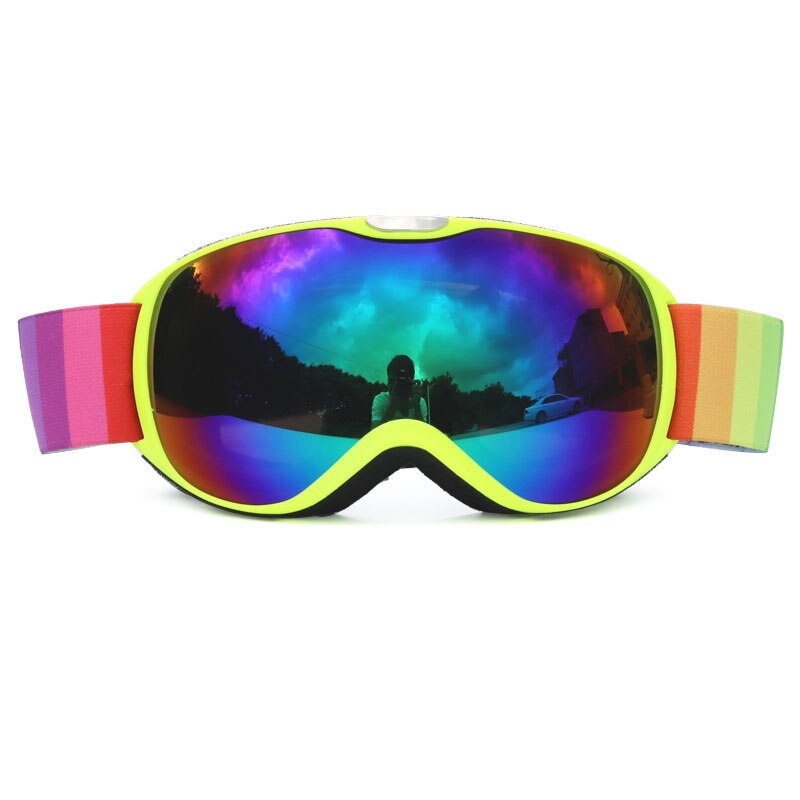 Gafas de esquí de doble lente para niños, lentes protectoras antiniebla UV400 para deportes al aire libre, esquí, Snowboard y nieve: Green Frame