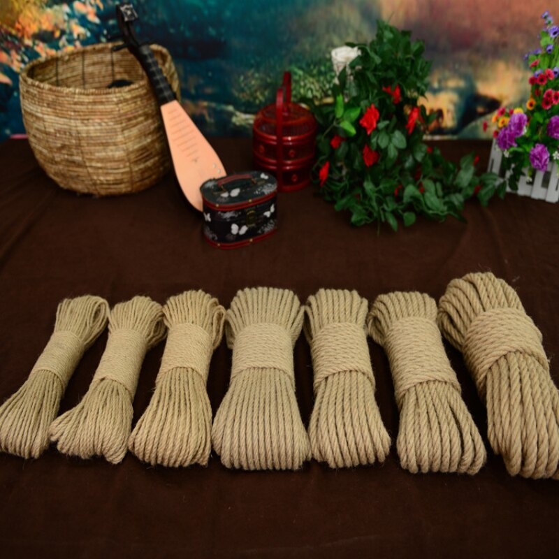 Cuerda de tela de yute natural de 1mm-8mm, cordón trenzado de cáñamo, macramé, cesta artesanal, gato, mascota, rascador, decoración hecha a mano