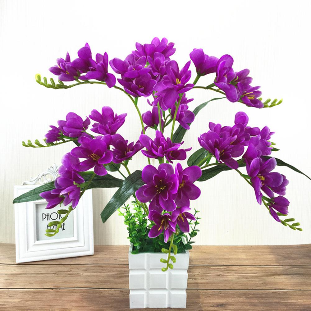 Artificial Freesia Flower with 9 Branches for Home Living Room Decor: purple