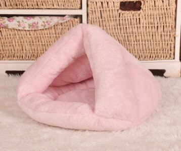 Pet Bed Soft Warm Nest Kennel Sleeping Bag Mat Pad Tent for Cat Dog Cave House Washable Plush Deep Sleep Cat Litter Mat: Pink / 50X50cm