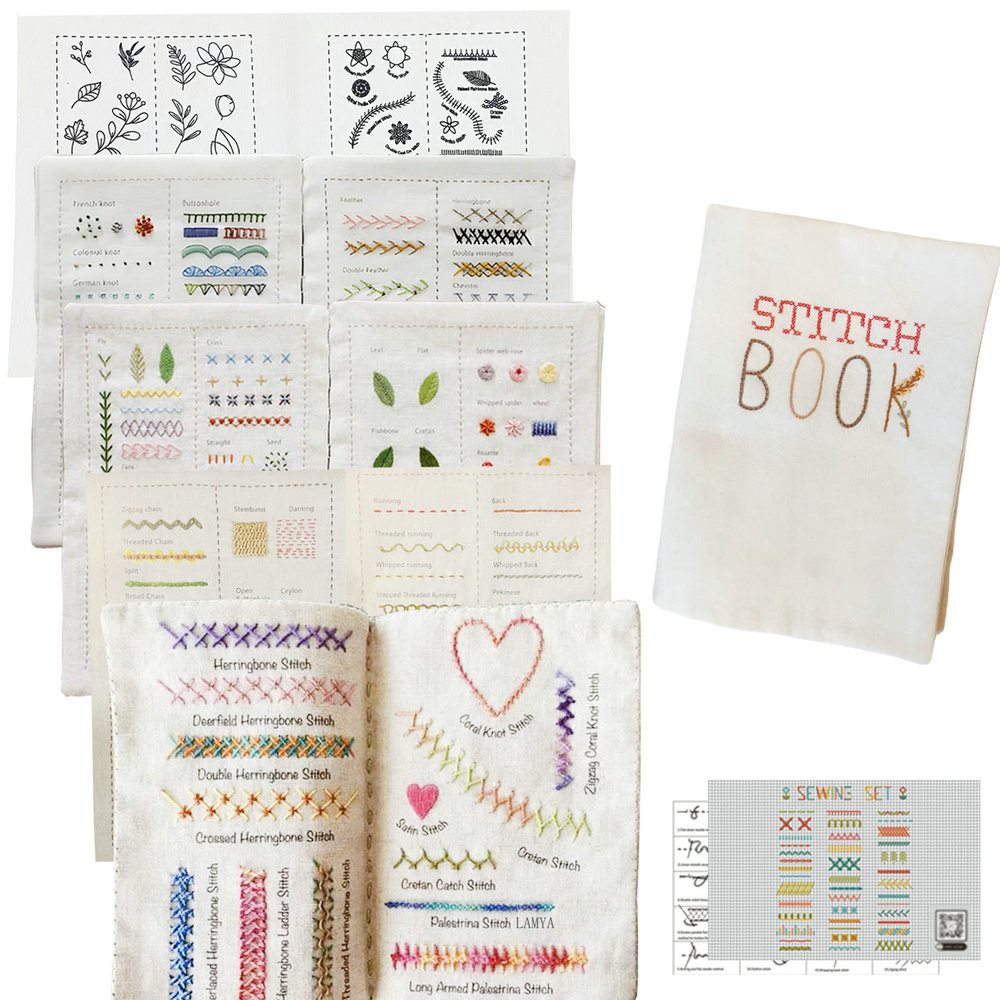 6 Pages Embroidery Stitches Book, DIY Stitch Books, Embroidery sewing books, Beginner Embroidery Sewing Kit: Yellow